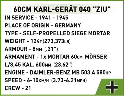 60CM Karl-Gerat 040 "ZIU" mortar brick model - COBI 2560 - 1574 bricks