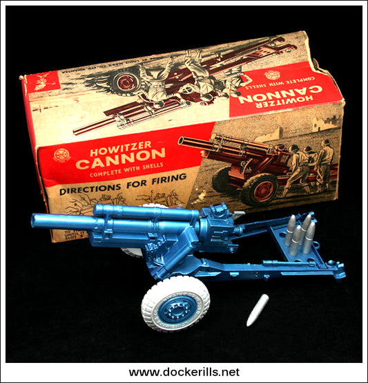 Howitzer Cannon, Louis Marx & Co., Ltd. Great Britain. Vintage, 1960's, toy Cannon.