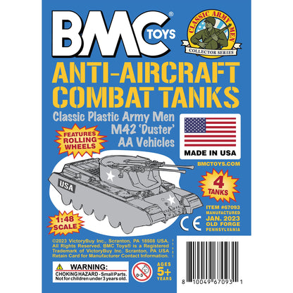 BMC Classic Payton Anti-Aircraft Tanks - 4pc Blue Plastic Army Men Vehicles