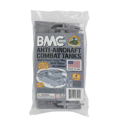 BMC Classic Payton Anti-Aircraft Tanks - 4pc Gray Plastic Army Men Vehicles