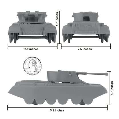 BMC Classic Payton Anti-Aircraft Tanks - 4pc Gray Plastic Army Men Vehicles