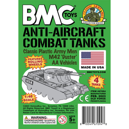 BMC Classic Payton Anti-Aircraft Tanks - 4pc Green Plastic Army Men Vehicles