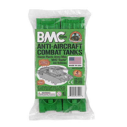 BMC Classic Payton Anti-Aircraft Tanks - 4pc Green Plastic Army Men Vehicles