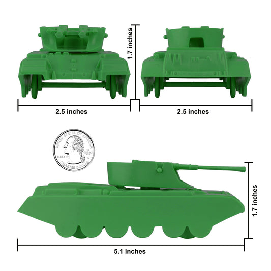 BMC Classic Payton Anti-Aircraft Tanks - 4pc Green Plastic Army Men Vehicles