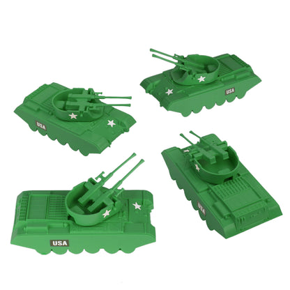 BMC Classic Payton Anti-Aircraft Tanks - 4pc Green Plastic Army Men Vehicles