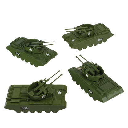 BMC Classic Payton Anti-Aircraft Tanks 4pc OD Plastic Army Men Vehicles USA Made