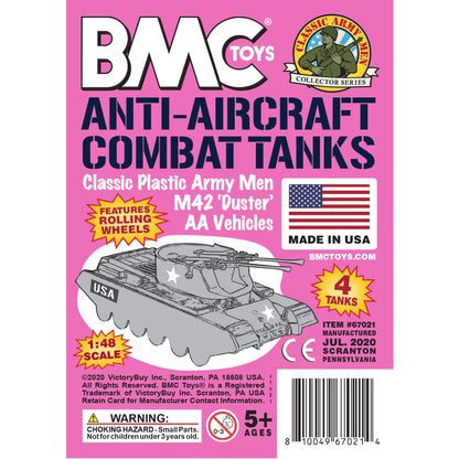 BMC Classic Payton Anti-Aircraft Tanks - 4pc Pink Plastic Army Men Vehicles