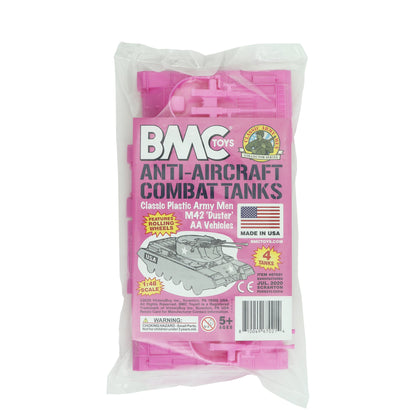 BMC Classic Payton Anti-Aircraft Tanks - 4pc Pink Plastic Army Men Vehicles