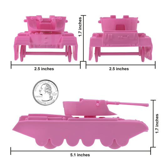 BMC Classic Payton Anti-Aircraft Tanks - 4pc Pink Plastic Army Men Vehicles