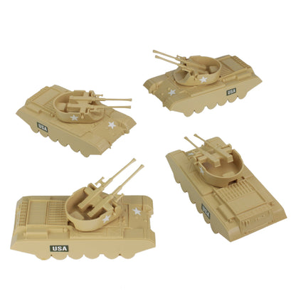 BMC Classic Payton Anti-Aircraft Tanks 4pc Tan Plastic Army Men Vehicles US Made