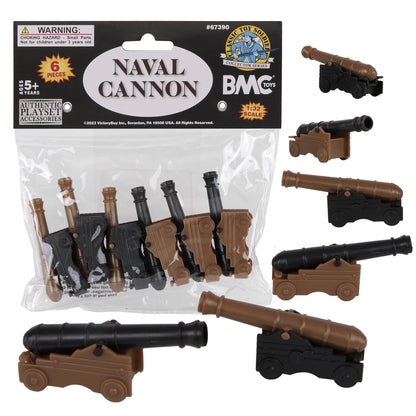 BMC CTS Naval Cannon Artillery - 6pc Black & Bronze Plastic Army Men Accessories