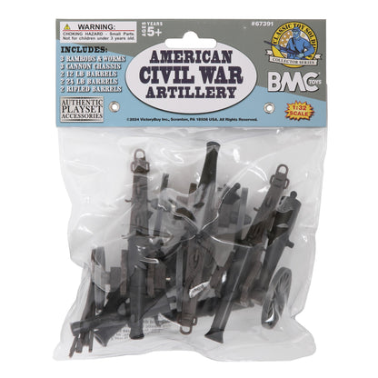 BMC CTS American Civil War 3 Cannon - Miniature Artillery 15pc Plastic Playset