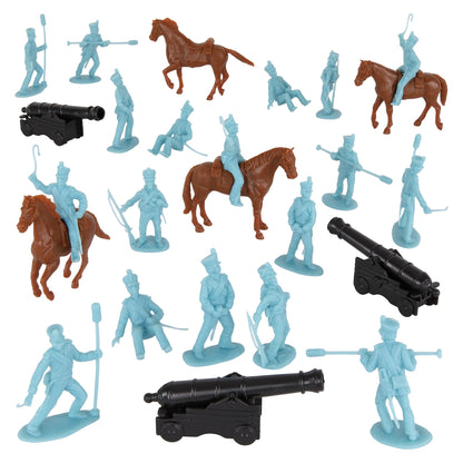 BMC CTS Alamo Mexican Artillery - 25pc Powder Blue Plastic Figures Cannon Horses