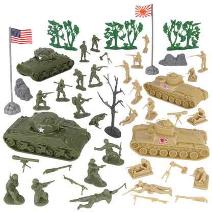 BMC CTS WW2 Battle of Saipan - Plastic Army Men 45pc Pacific Tank Battle Playset