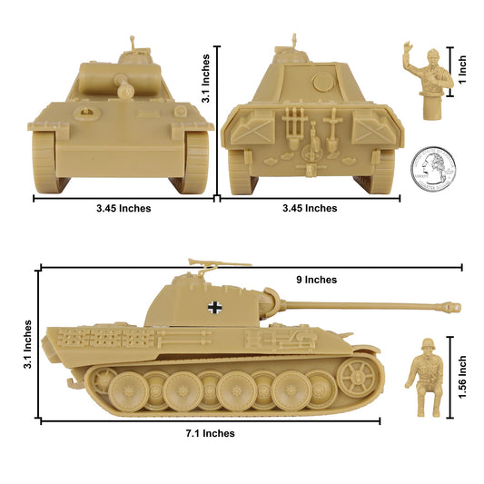 BMC CTS WW2 German Panther V Tank - Tan 1:38 Plastic Army Men Military Vehicle