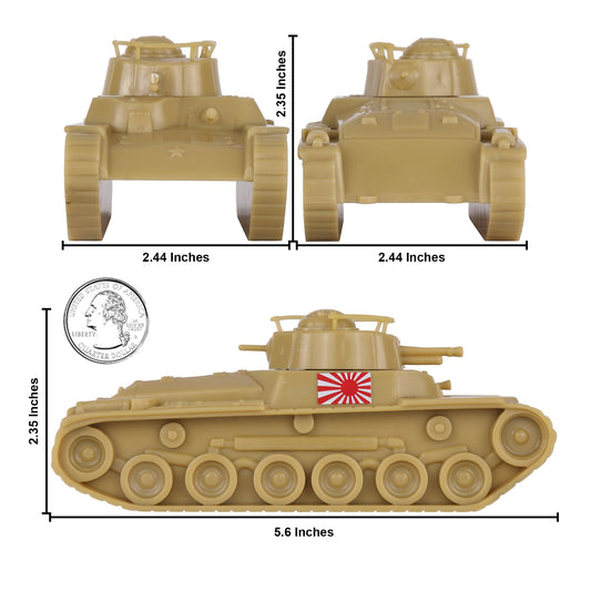 BMC CTS WW2 Japan Chi-Ha Tanks - Tan 2pc 1:38 Plastic Army Men Japanese Vehicles