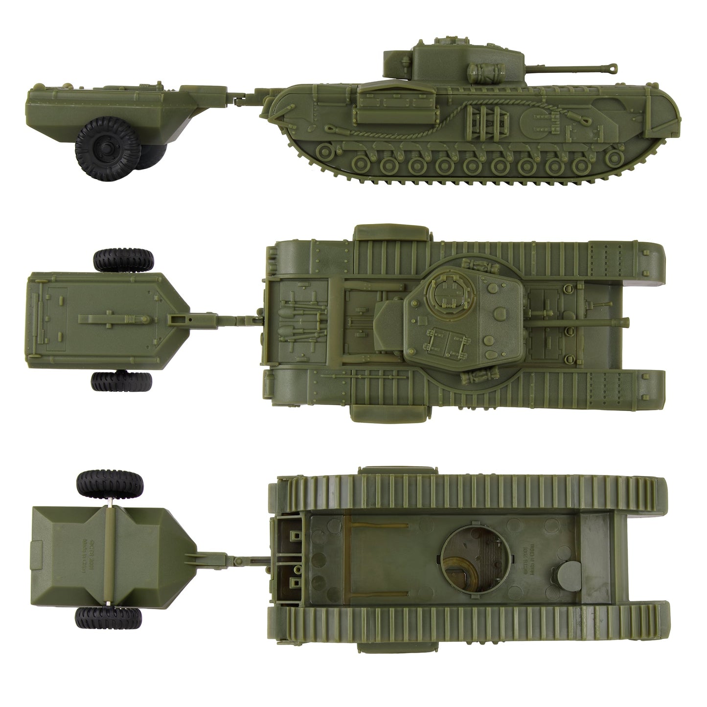 BMC CTS WW2 British Churchill Crocodile Tank - OD Green 1:38 Plastic Army Vehicle