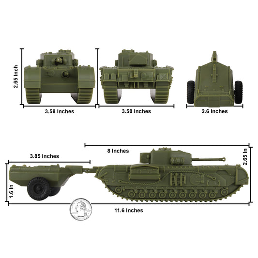 BMC CTS WW2 British Churchill Crocodile Tank - OD Green 1:38 Plastic Army Vehicle