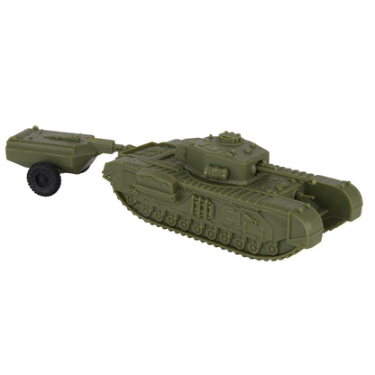 BMC CTS WW2 British Churchill Crocodile Tank - OD Green 1:38 Plastic Army Vehicle