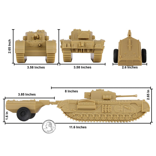 BMC CTS WW2 British Churchill Crocodile Tank - Tan 1:38 Plastic UK Army Vehicle