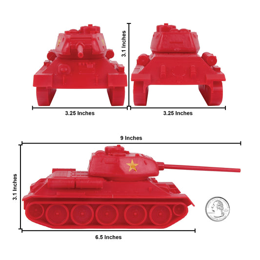 BMC CTS WW2 Soviet T-34 Tank - Red 1:40 Russian T34 Plastic Army Men Vehicle