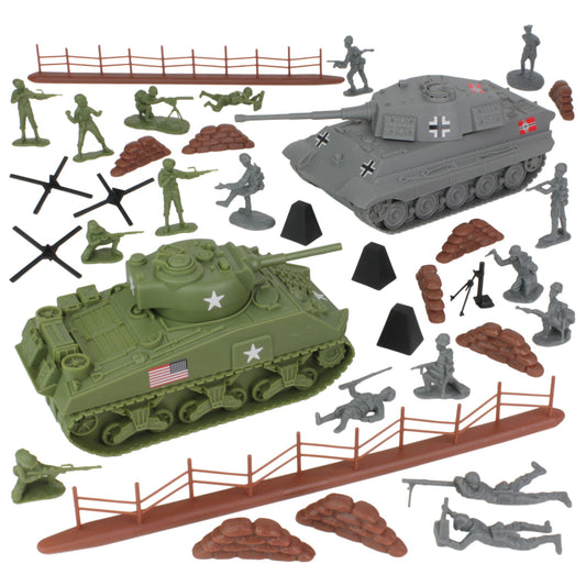 BMC WW2 D-Day Tank Battle - 36pc Plastic Army Men Playset