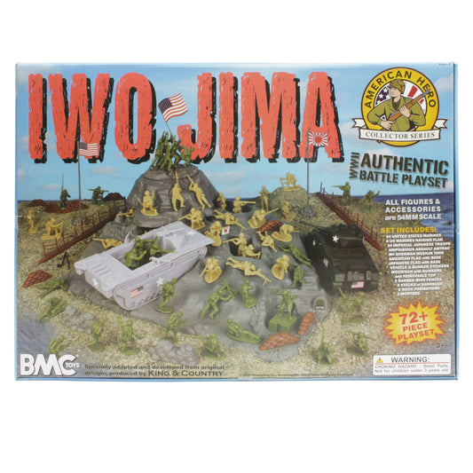 BMC WW2 Iwo Jima Plastic Army Men - Island, Tanks & Soldiers 72pc Playset