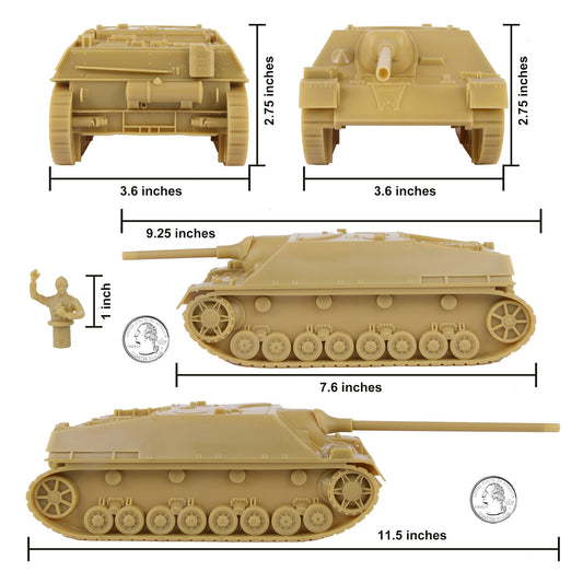 BMC WW2 German Jagdpanzer IV Tank Destroyer - Tan 1:32 Plastic Army Men Vehicle