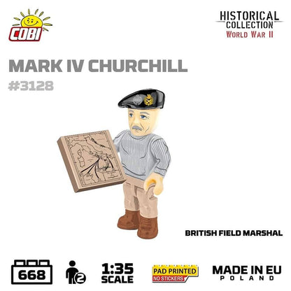 Churchill MK.IV brick tank model - COBI 3128 - 668 bricks