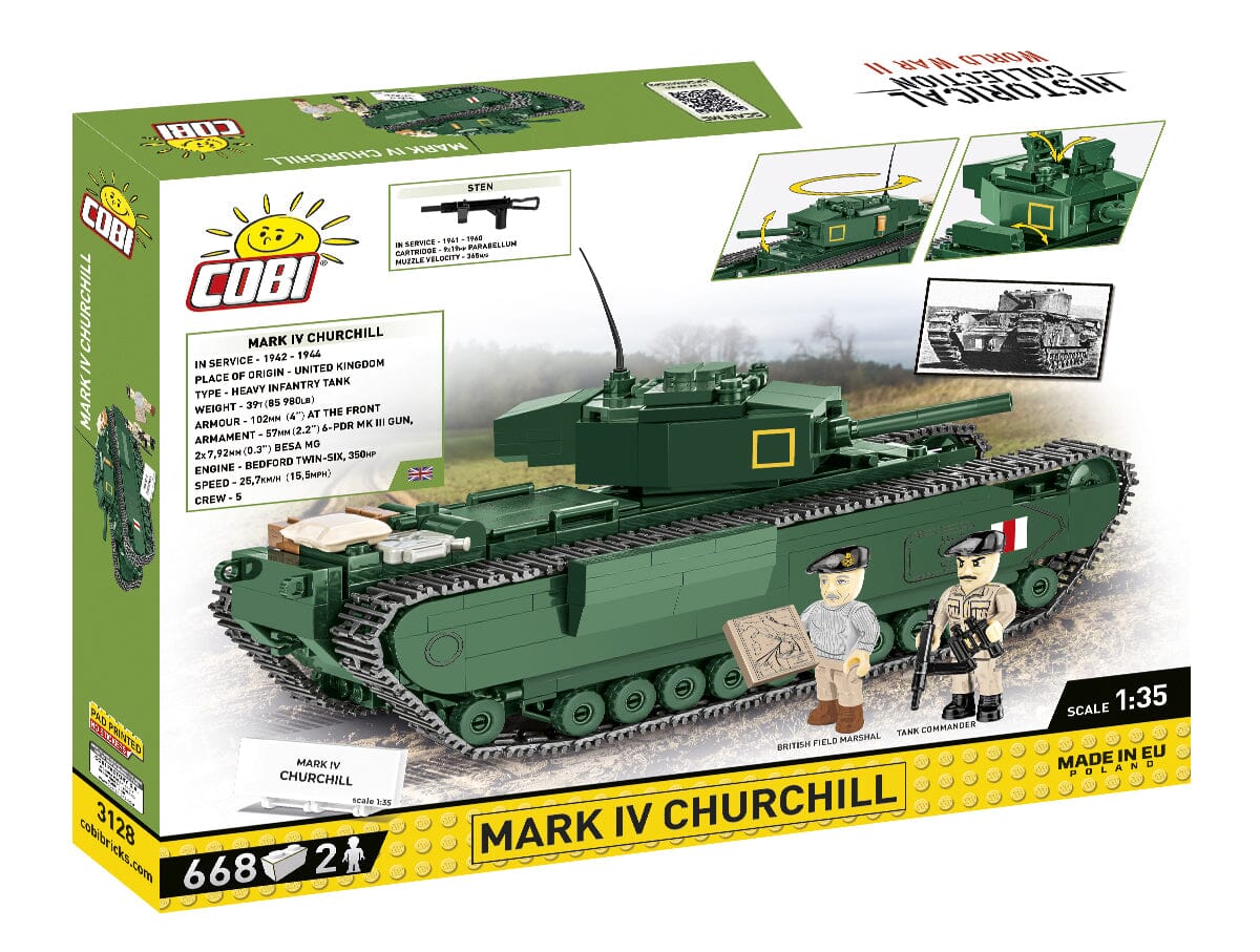 Churchill MK.IV brick tank model - COBI 3128 - 668 bricks