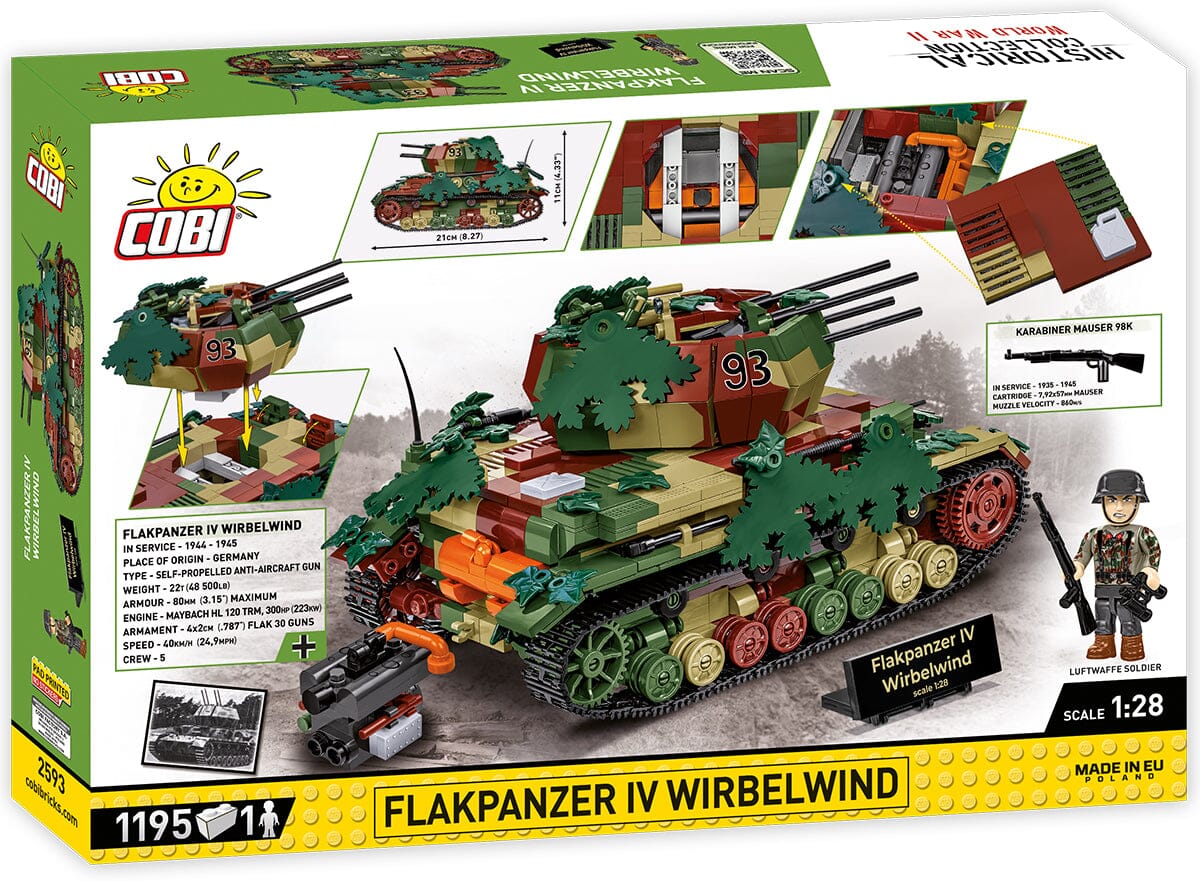 Flakpanzer IV Wirbelwind brick anti-aircraft gun model - COBI-2593 - 1195 bricks - Executive Edition