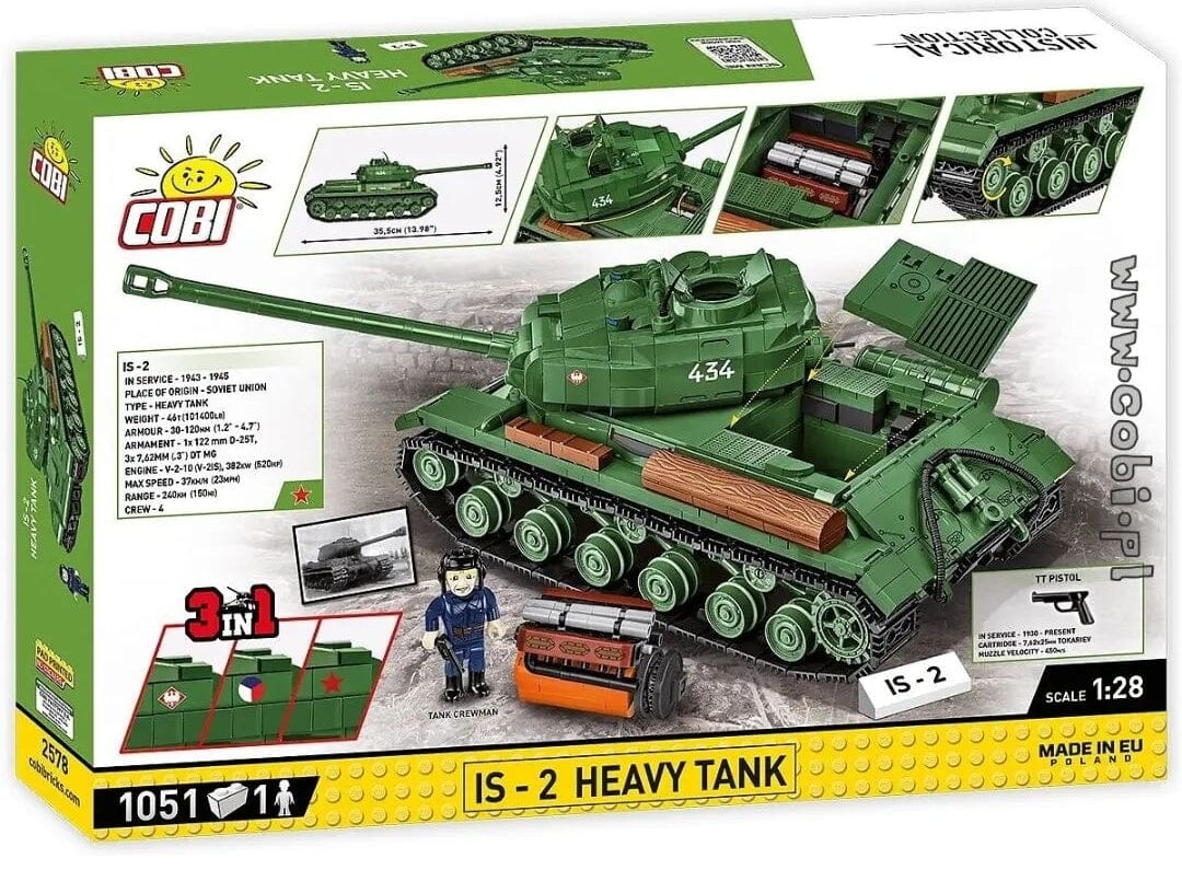 IS-2 brick tank model - COBI 2578 - 1051 bricks