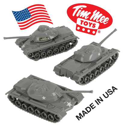 TimMee Toy TANKS for Plastic Army Men: Dark Gray WW2 3pc - Made in USA