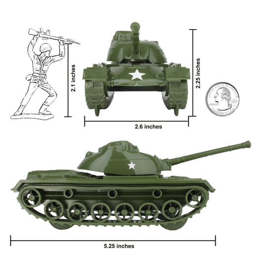 TimMee Toy TANKS for Plastic Army Men: Olive Green WW2 3pc - Made in USA