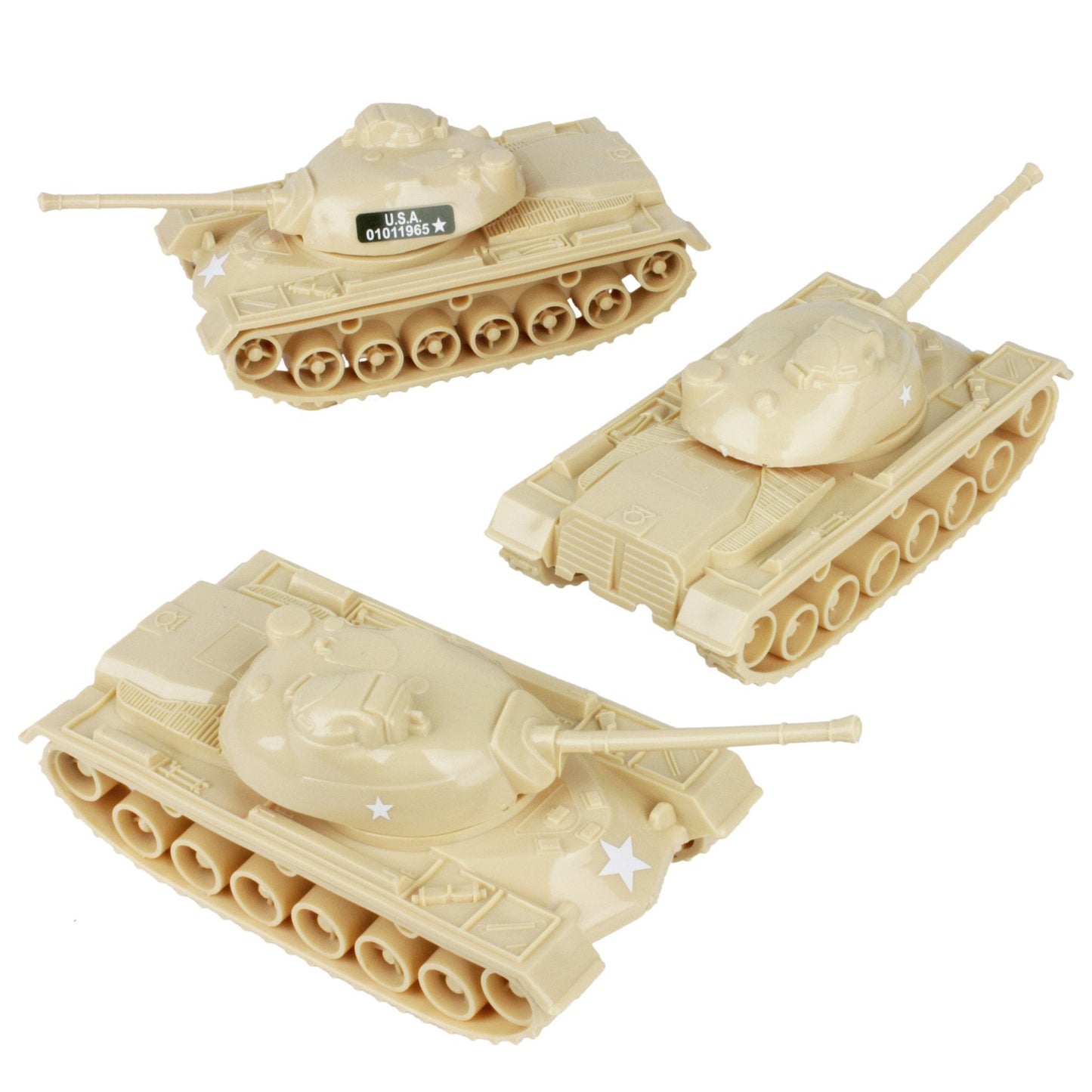 TimMee Toy TANKS for Plastic Army Men - Desert Tan WW2 3pc - Made in USA