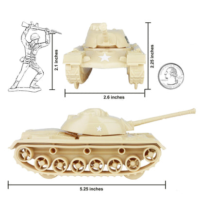 TimMee Toy TANKS for Plastic Army Men - Desert Tan WW2 3pc - Made in USA