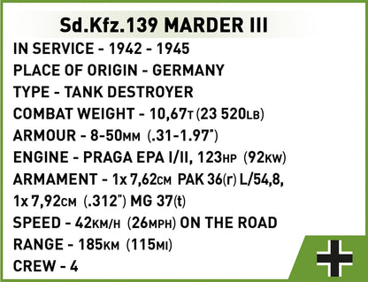 Marder III (Sd.Kfz.139) brick model tank - COBI 3131 - 486 bricks