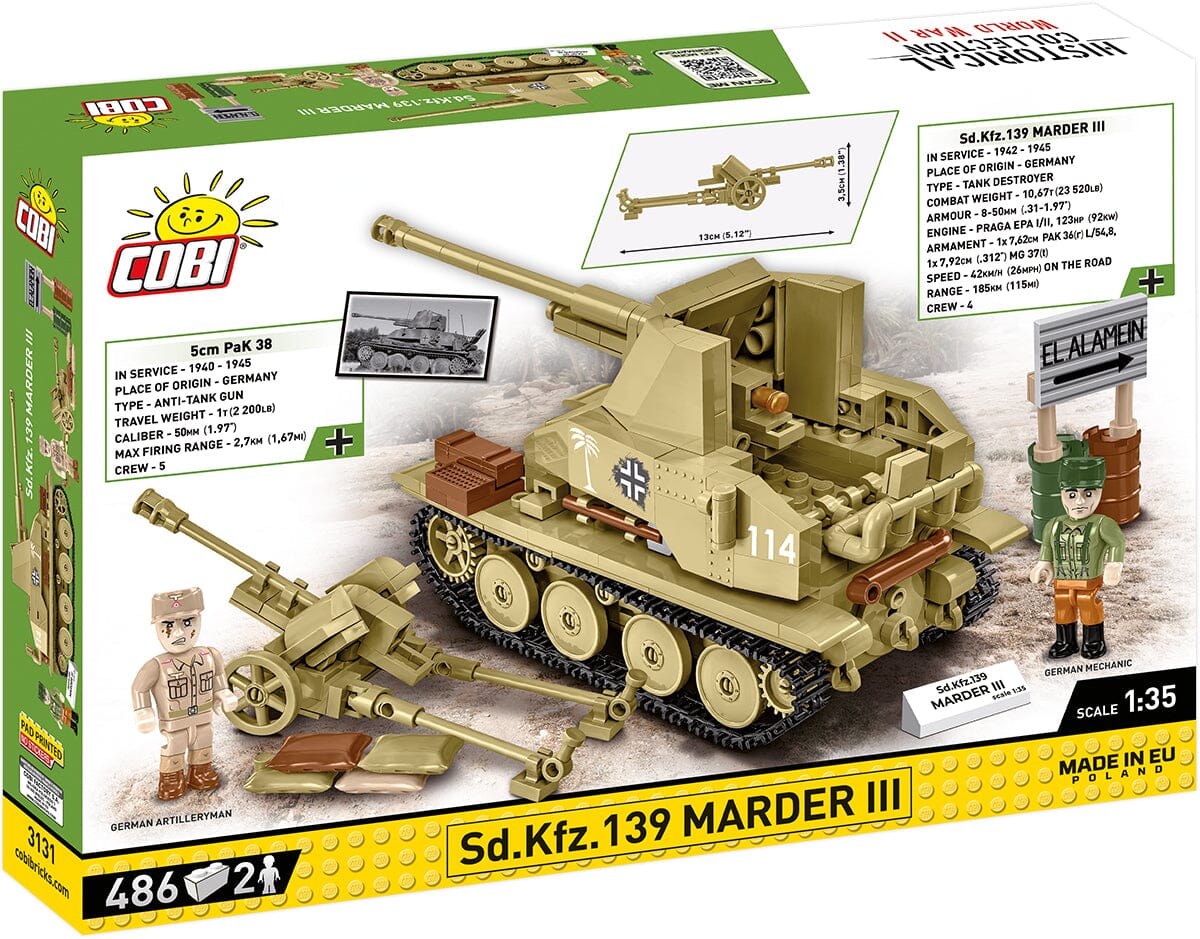 Marder III (Sd.Kfz.139) brick model tank - COBI 3131 - 486 bricks