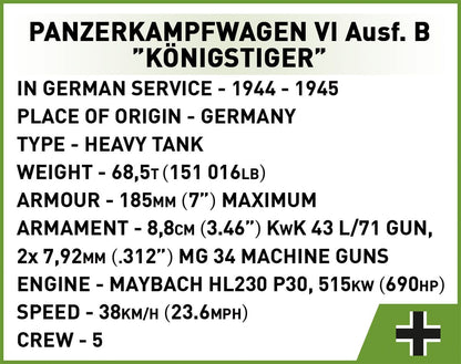 Panzer VI Ausf. B "Konigstiger" tank brick model - COBI 3113 - 802 bricks