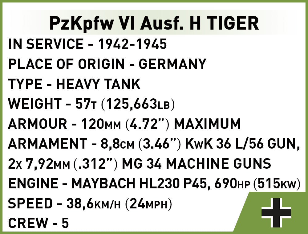 Panzer VI Tiger '131' brick tank model - COBI 2710 - 340 bricks