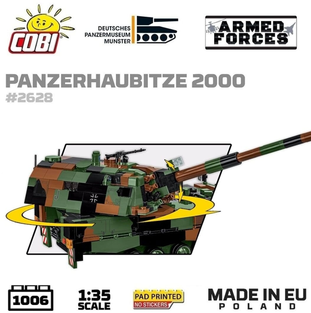 Panzerhaubitze 2000 brick tank model - COBI 2628 - 1006 bricks