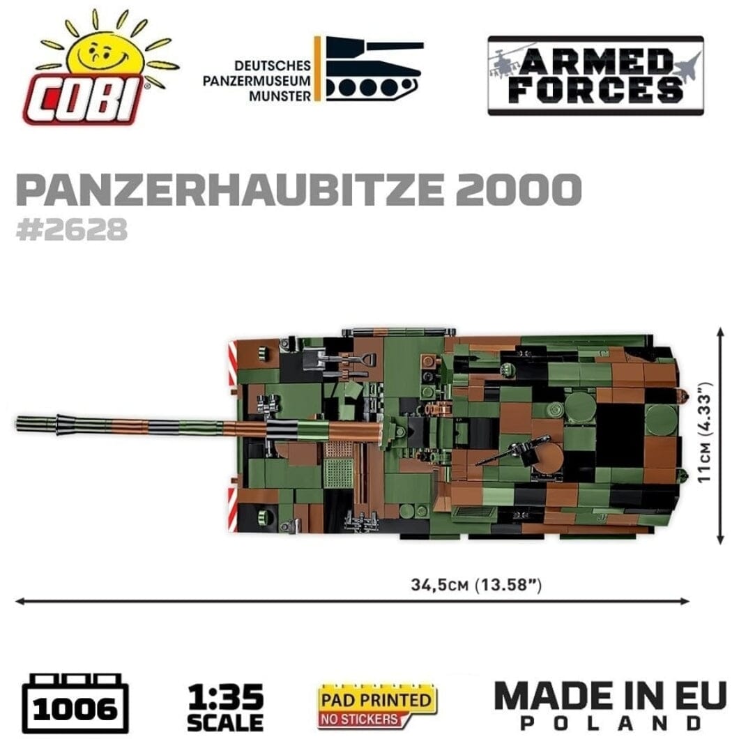 Panzerhaubitze 2000 brick tank model - COBI 2628 - 1006 bricks