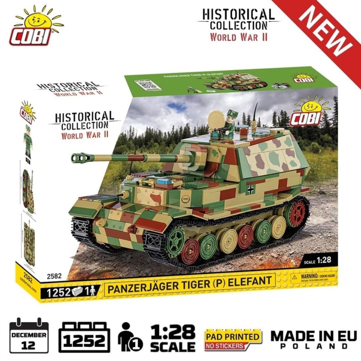 Panzerjager Tiger (P) Elefant (Sd.Kfz. 184)1944 brick tank model - COBI-2582 - 1252 bricks