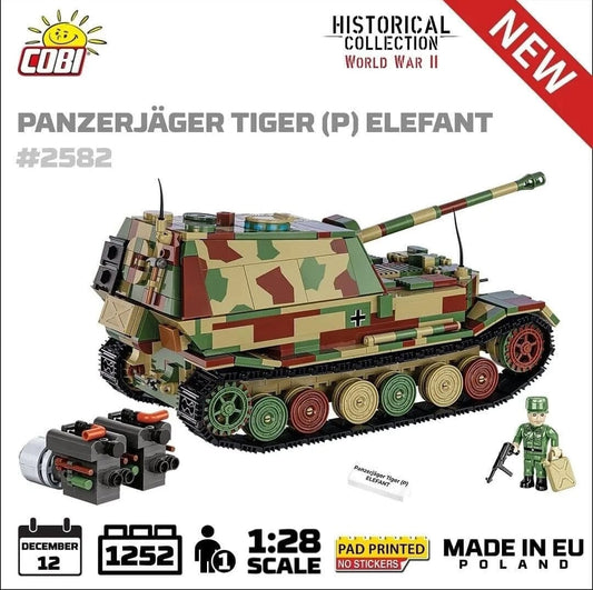 Panzerjager Tiger (P) Elefant (Sd.Kfz. 184)1944 brick tank model - COBI-2582 - 1252 bricks