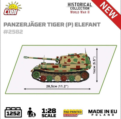 Panzerjager Tiger (P) Elefant (Sd.Kfz. 184)1944 brick tank model - COBI-2582 - 1252 bricks