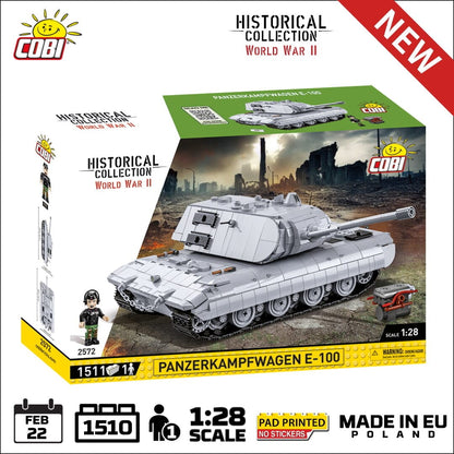 Panzerkampfwagen E-100 brick tank model - COBI 2572 - 1511 bricks