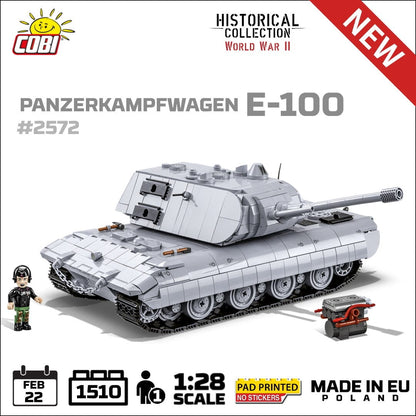 Panzerkampfwagen E-100 brick tank model - COBI 2572 - 1511 bricks