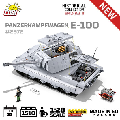 Panzerkampfwagen E-100 brick tank model - COBI 2572 - 1511 bricks