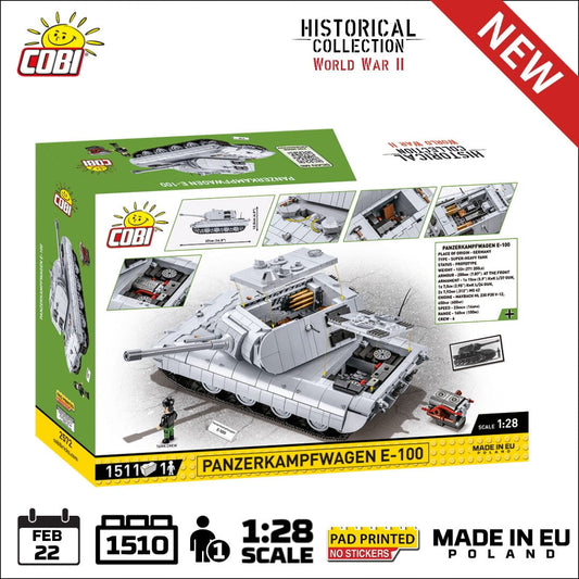 Panzerkampfwagen E-100 brick tank model - COBI 2572 - 1511 bricks