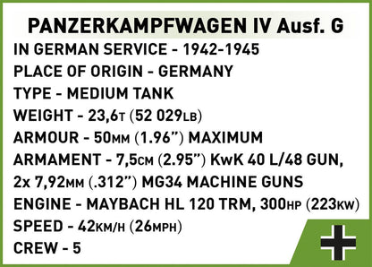 Panzerkampfwagen IV Ausf.G brick tank model - COBI 3127 - 643 bricks